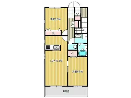シャーメゾン土器西(2LDK/1階)の間取り写真