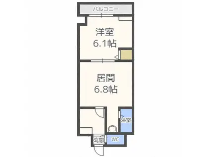 ノースウエスト216(1LDK/3階)の間取り写真