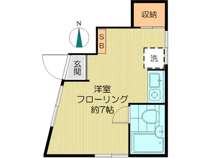 Kライズ(ワンルーム/1階)の間取り写真