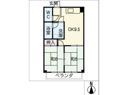メゾン笹山(2DK/3階)の間取り写真
