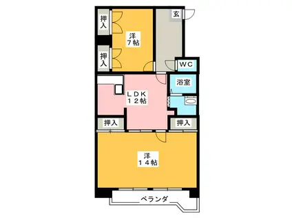 赤塚ハイツ(2LDK/5階)の間取り写真