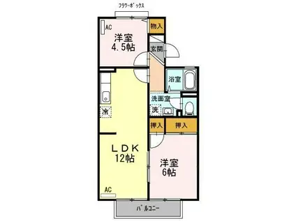 グレースヴィラA(2LDK/2階)の間取り写真