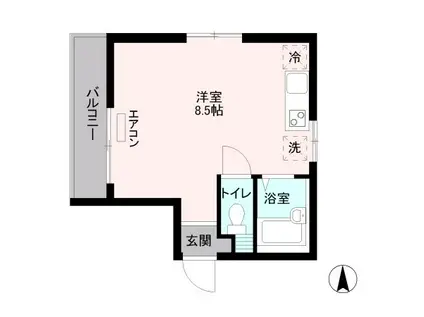 ハイムシマ(ワンルーム/1階)の間取り写真