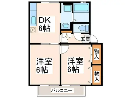 ソシアヴィルヌーブ(2DK/2階)の間取り写真