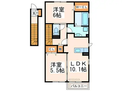 D-ROOMかわせみ(2LDK/2階)の間取り写真