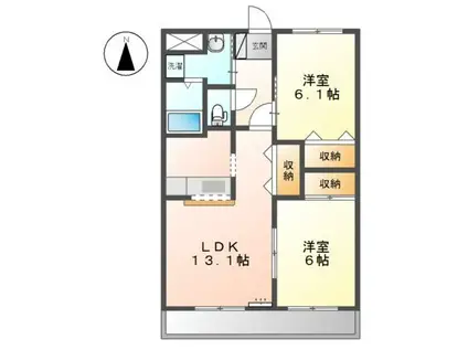 グリーンパークII(2LDK/2階)の間取り写真