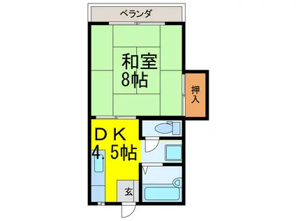ダイワハイツ下辺見(1DK/2階)の間取り写真