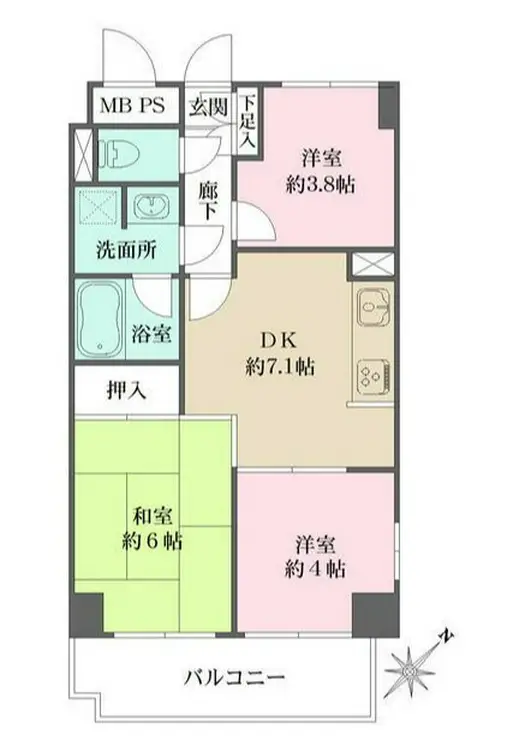 藤和シティホームズ新宿余丁町 2階階 間取り