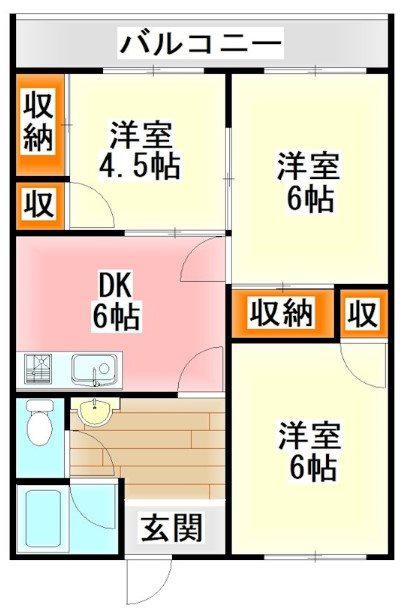 旭町コーポ(3DK/2階)の間取り写真