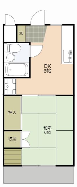 コーポシルクロード(1DK/2階)の間取り写真
