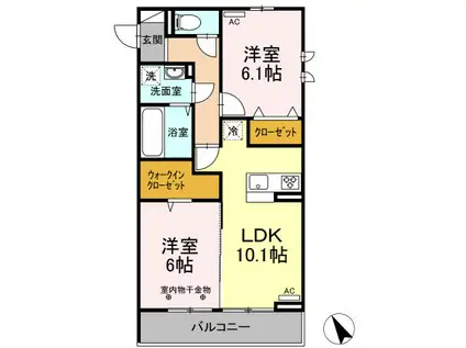 D-ROOM本町(2LDK/2階)の間取り写真