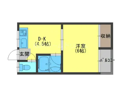 御幸大丸マンション(1DK/3階)の間取り写真