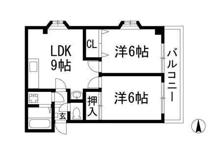 ハリママンション(2LDK/3階)の間取り写真