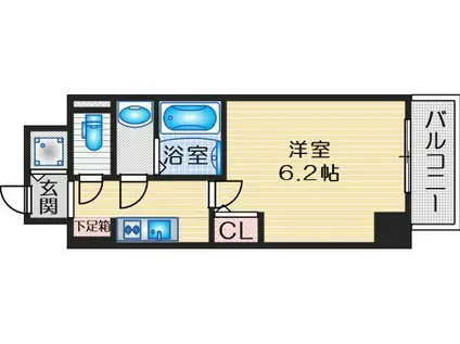 LA DOUCEUR江坂II 旧S-RESIDENCE江坂CR(1K/2階)の間取り写真