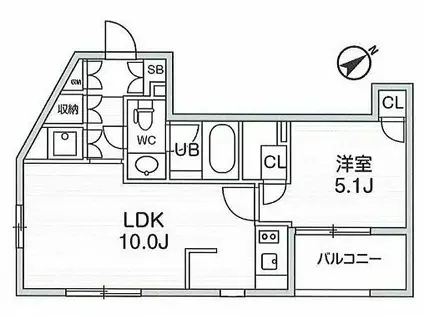 大田西馬込レジデンス(1LDK/4階)の間取り写真