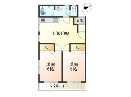 YMO旅篭町(2LDK/3階)の間取り写真