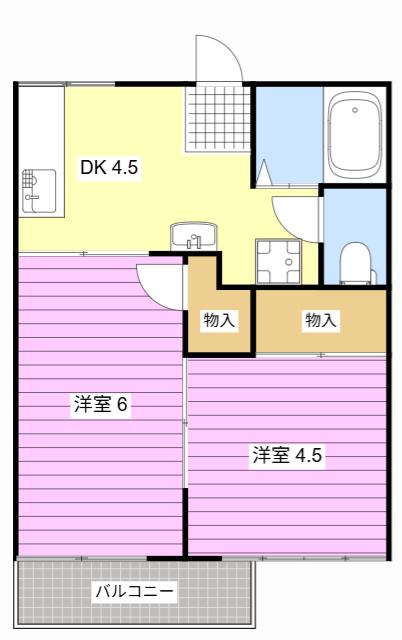 フォーブルパレス(2DK/2階)の間取り写真