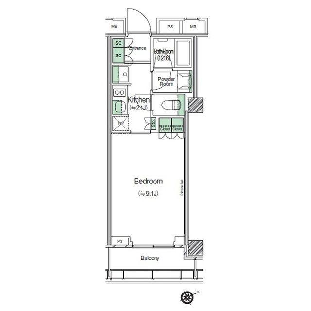 SHIBUYACAST. APARTMENT(1K/15階)の間取り写真