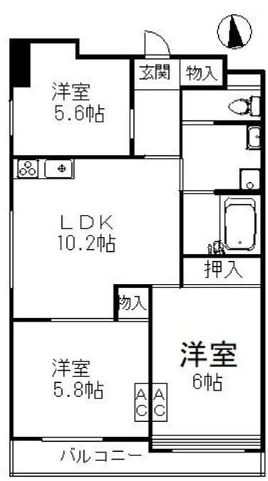 シティプラザ西台(3LDK/8階)の間取り写真