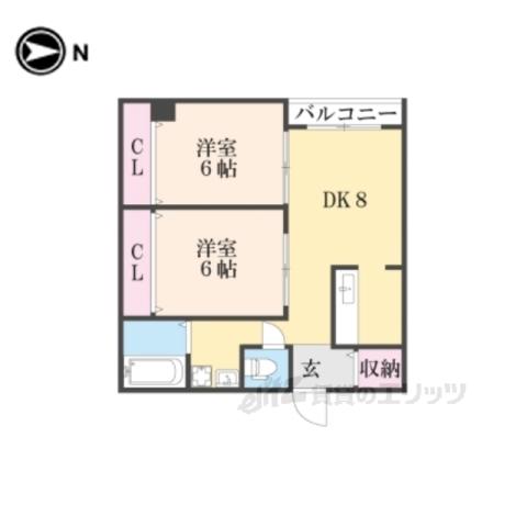HAL京大桂(2LDK/2階)の間取り写真
