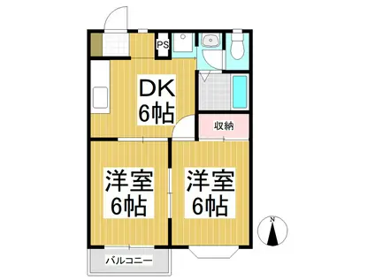 エイペックYT B棟(2DK/1階)の間取り写真