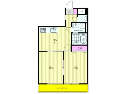 菊野台KYハイツ(2DK/4階)の間取り写真