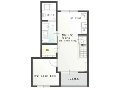  PRIVE広(1LDK/2階)の間取り写真