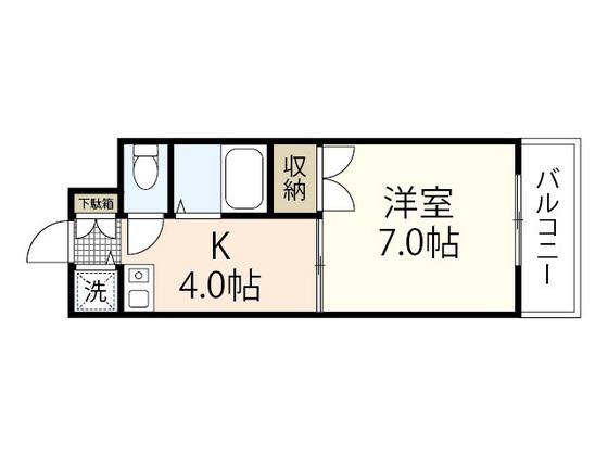 カサ・デ・ソル己斐(1K/4階)の間取り写真