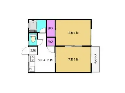 駅南ハイツ(2DK/1階)の間取り写真