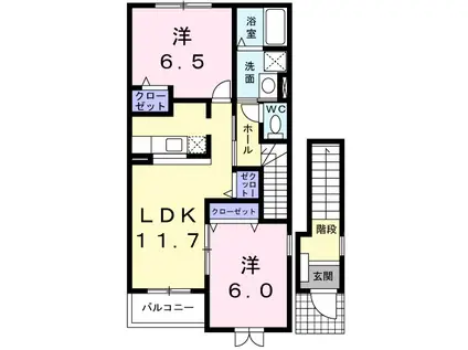 ＪＲ宇都宮線 矢板駅 徒歩68分 2階建 築21年(2LDK/2階)の間取り写真