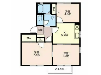 プリメーロ八王子(3DK/2階)の間取り写真