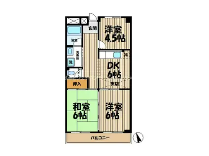 第2サニーハイツヒライ(3DK/4階)の間取り写真