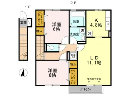 セジュールM・青山西(2LDK/2階)の間取り写真