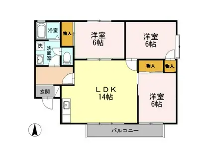 セジュール住吉(3LDK/1階)の間取り写真
