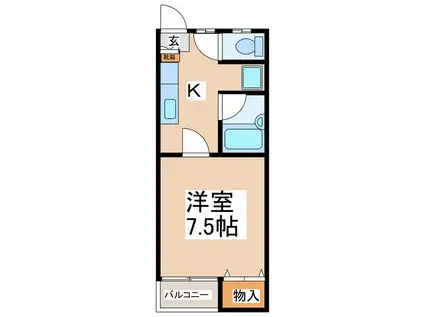 ベルメゾン丸山PART1 C棟(1K/2階)の間取り写真