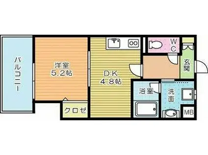 THE SQUARE PLATINUM RESIDENCEザ・スクエ(1DK/4階)の間取り写真