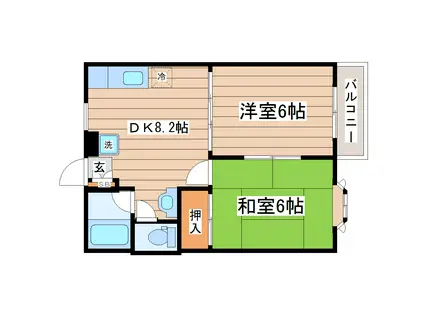 レジデンスS.S(2DK/2階)の間取り写真