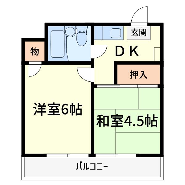 フラットピア88(2DK/2階)の間取り写真