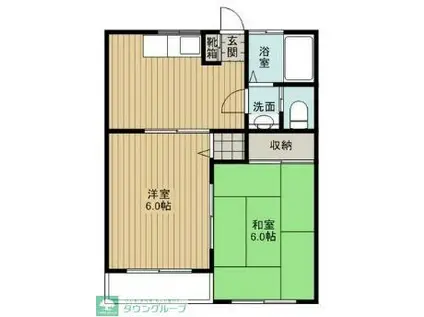 加藤ハイツ(2DK/2階)の間取り写真