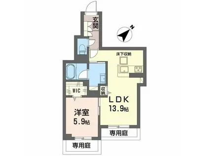 フィグ古江東町(1LDK/1階)の間取り写真
