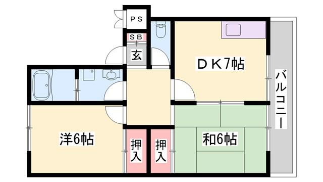 ハイツエスペランサI(2DK/1階)の間取り写真