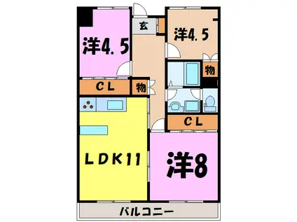 高井ハイツ(3LDK/5階)の間取り写真