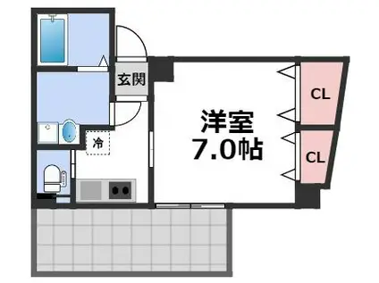 クイーンライフ 玉津(1K/4階)の間取り写真
