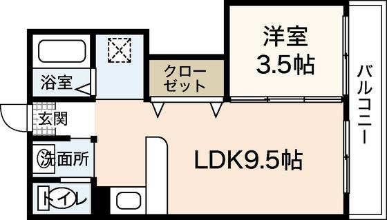 フジビル23(1LDK/4階)の間取り写真