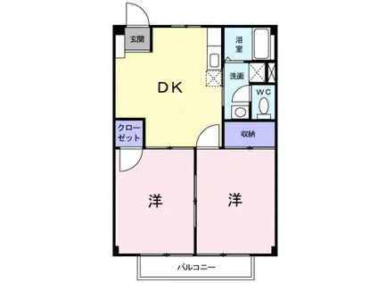カーム和田(2DK/2階)の間取り写真