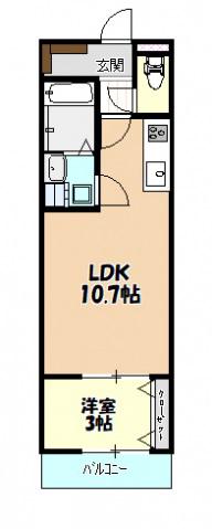 リノリノFK中筋3丁目(1LDK/2階)の間取り写真