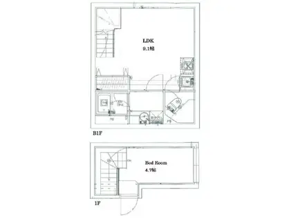 ARROWASAL SHINKAWA(1LDK/1階)の間取り写真