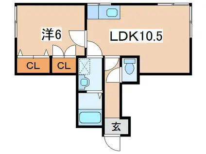 我妻コーポ(1LDK/1階)の間取り写真