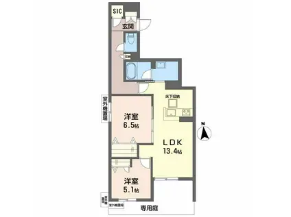 カーメスト プレイス(2LDK/2階)の間取り写真