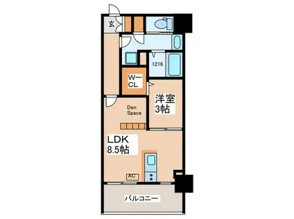 ラ・ペーシュ天王寺(1LDK/8階)の間取り写真